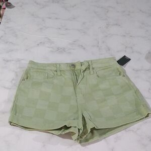 Green Checkered Women's Shorts